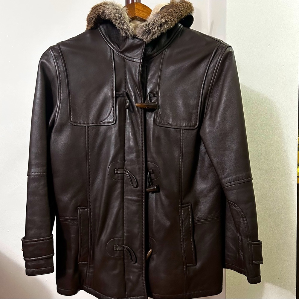 DANIER LEATHER JACKET WITH FUR!!!